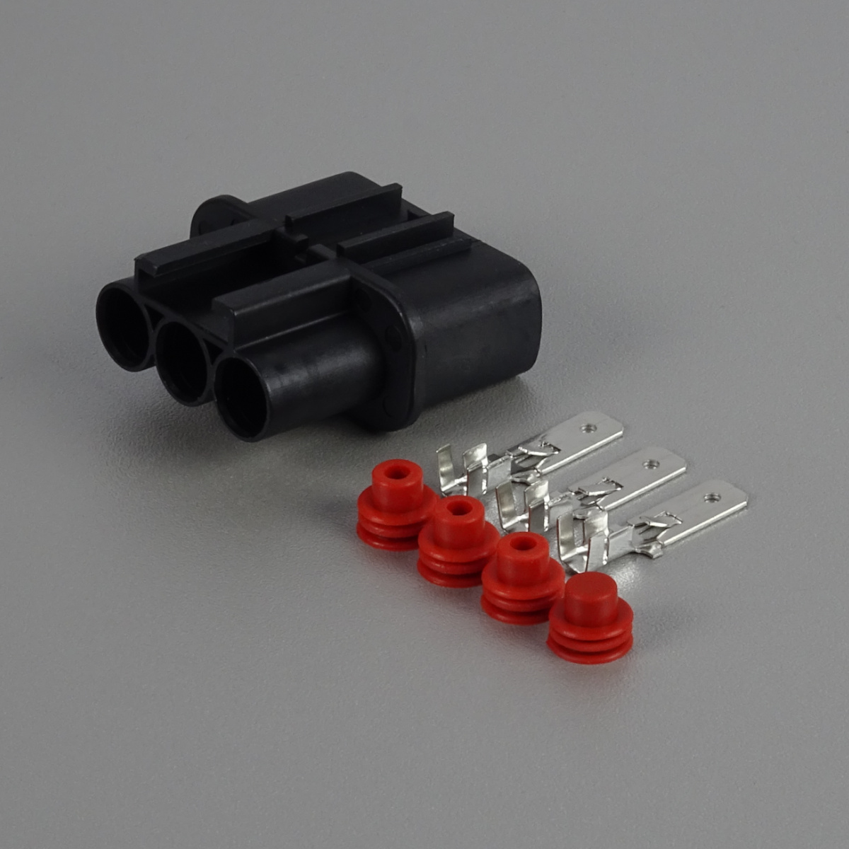 Sada vodotěsného konektoru 6.3 mm, 3 póly, černá - vidlice (samec)