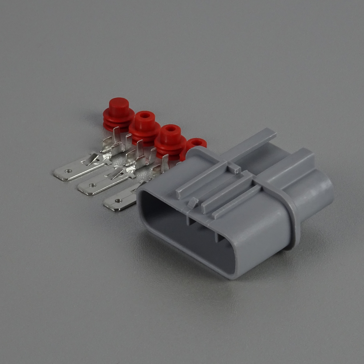 Sada vodotěsného konektoru 6.3 mm, 3 póly, šedá - vidlice (samec)