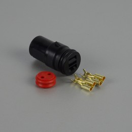 Sada vodotěsného konektoru 6.3 mm, kulatý, 2 póly, černá - zásuvka (samice)